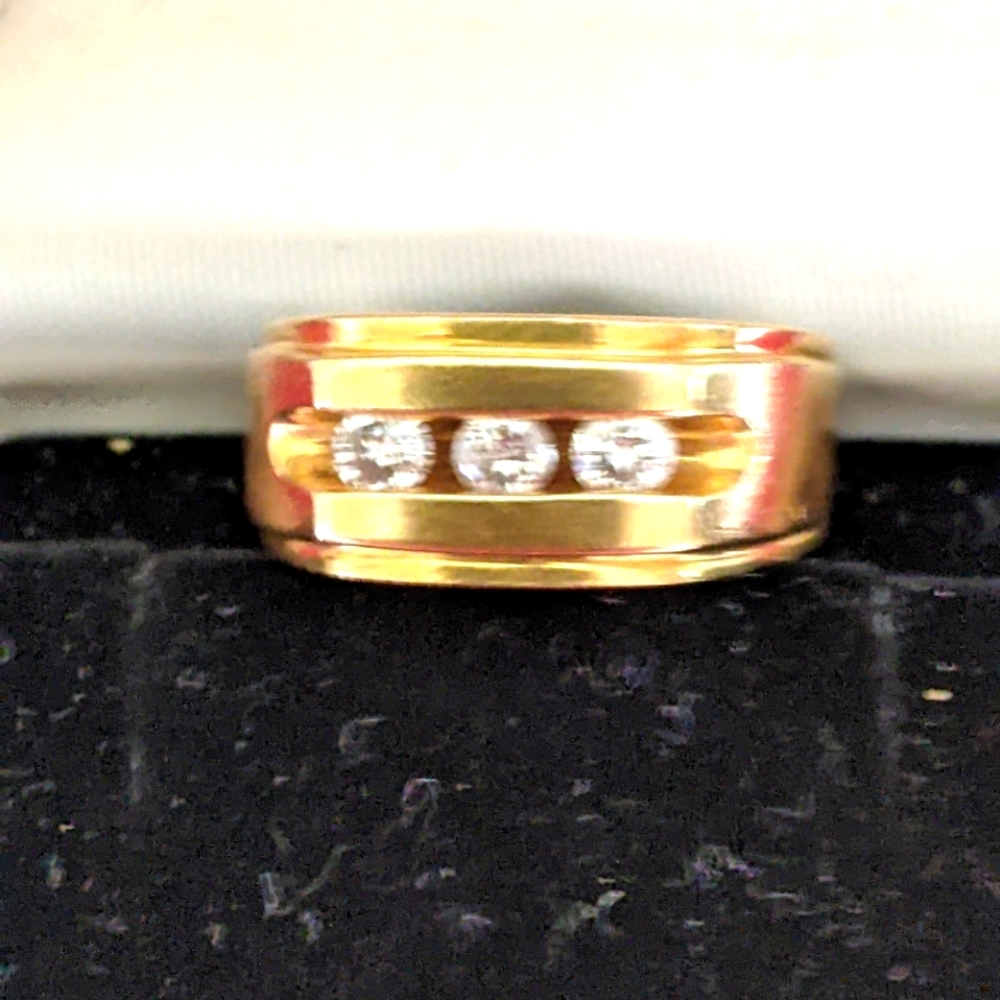 14K ๐ GOLD MEN'S DIAMONDS SIGNET RING - Picture 4 of 11